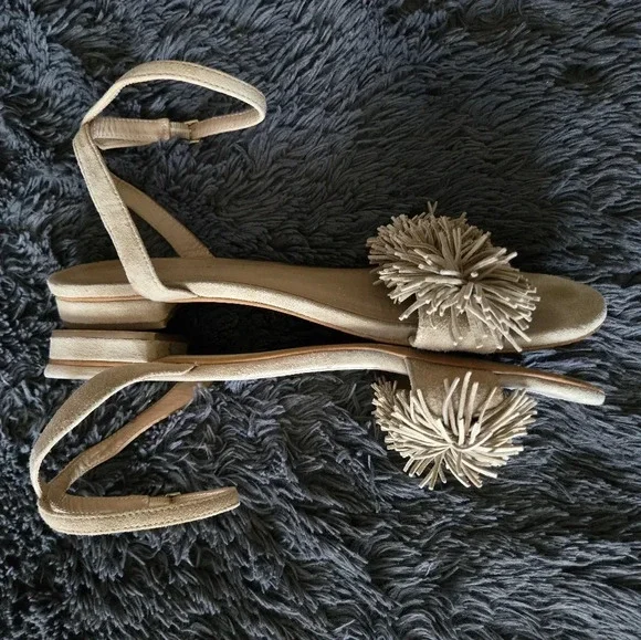 Anthropologie | Beige Ankle Strap Sandals Sz 10 - Picture 4 of 5